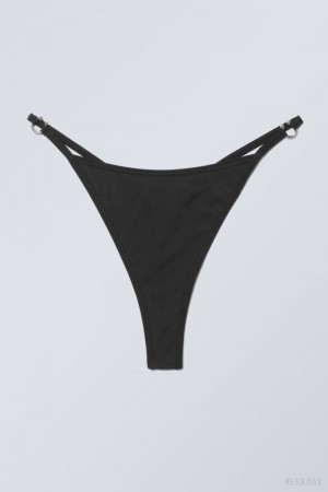 Weekday Tori Piercing Tanga Thong Thong Black | ESXC3008