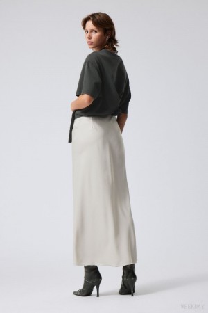 Weekday Trace Pull On Satin Skirt Grey | TOIX9989