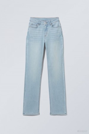 Weekday Twig Curve Mid Straight Jeans Light Blue | SURK4110