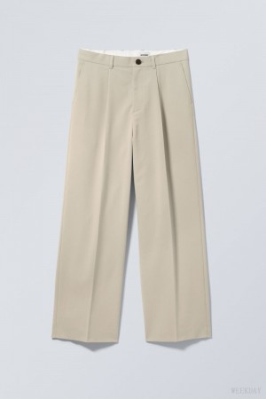 Weekday Uno Loose Suit Trousers Beige | FETB3372