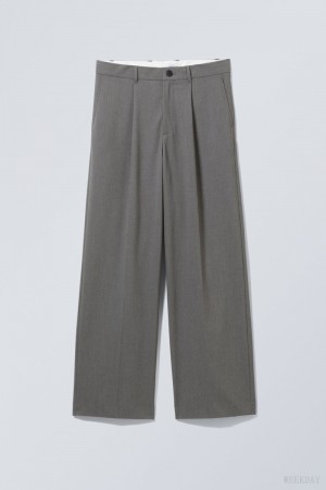 Weekday Uno Loose Suit Trousers Dark Grey | LEQQ7277