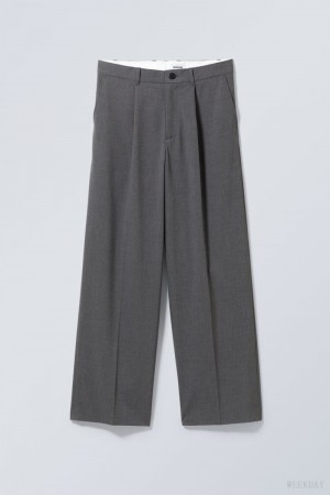 Weekday Uno Loose Suit Trousers Grey | YNUI8424