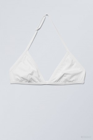 Weekday Vega Halter Triangle Bra Bra White | DLZR5829