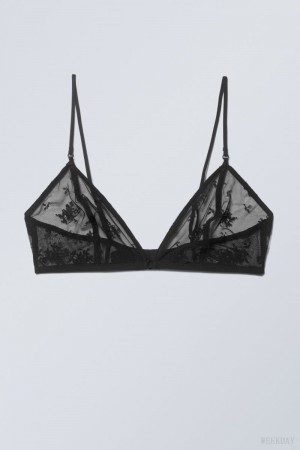 Weekday Zelda Lace Bralette Bralette Black | FMPJ5033