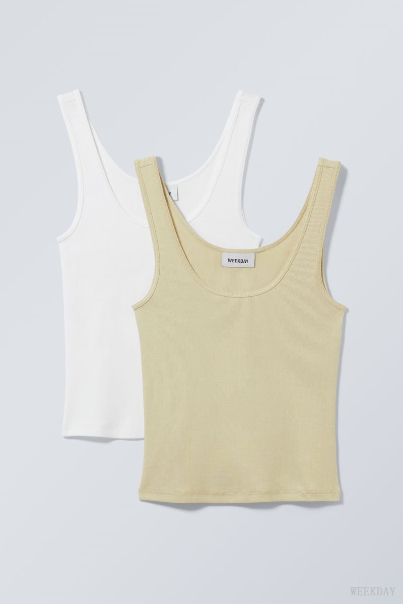 Weekday 2-Pack Open Neck Tank Top Yellow | TNXS9515