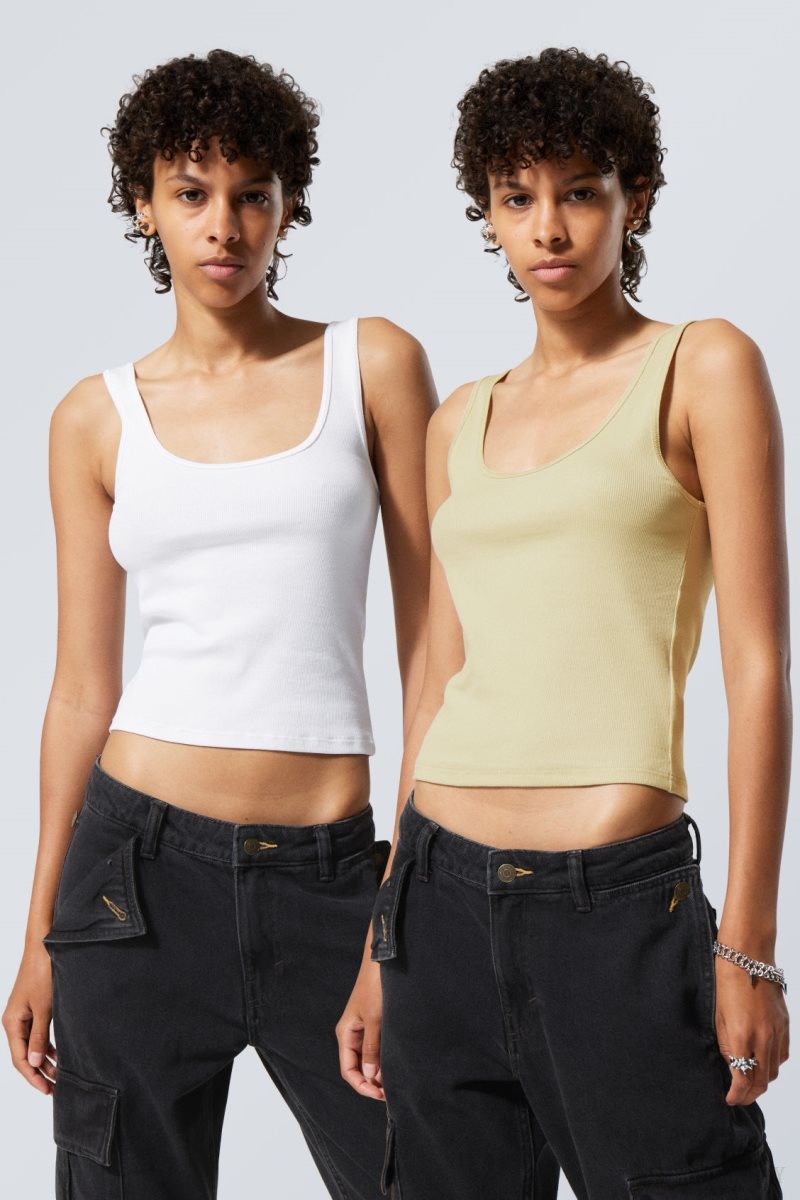 Weekday 2-Pack Open Neck Tank Top Yellow | TNXS9515