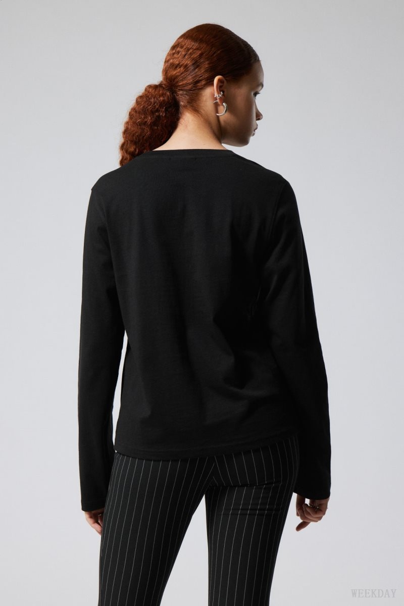 Weekday 2-pack Essence Standard Long Sleeves Black / White | SQBQ2960