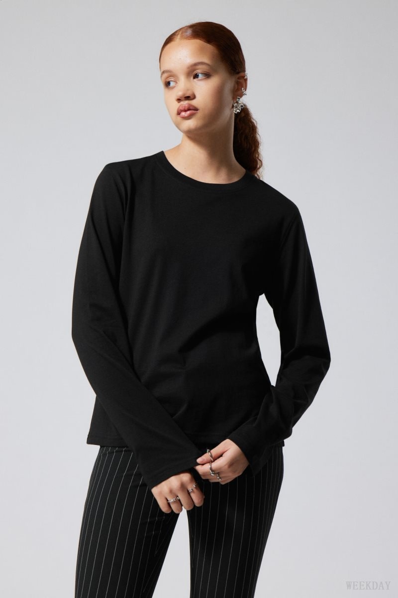 Weekday 2-pack Essence Standard Long Sleeves Black / White | SQBQ2960