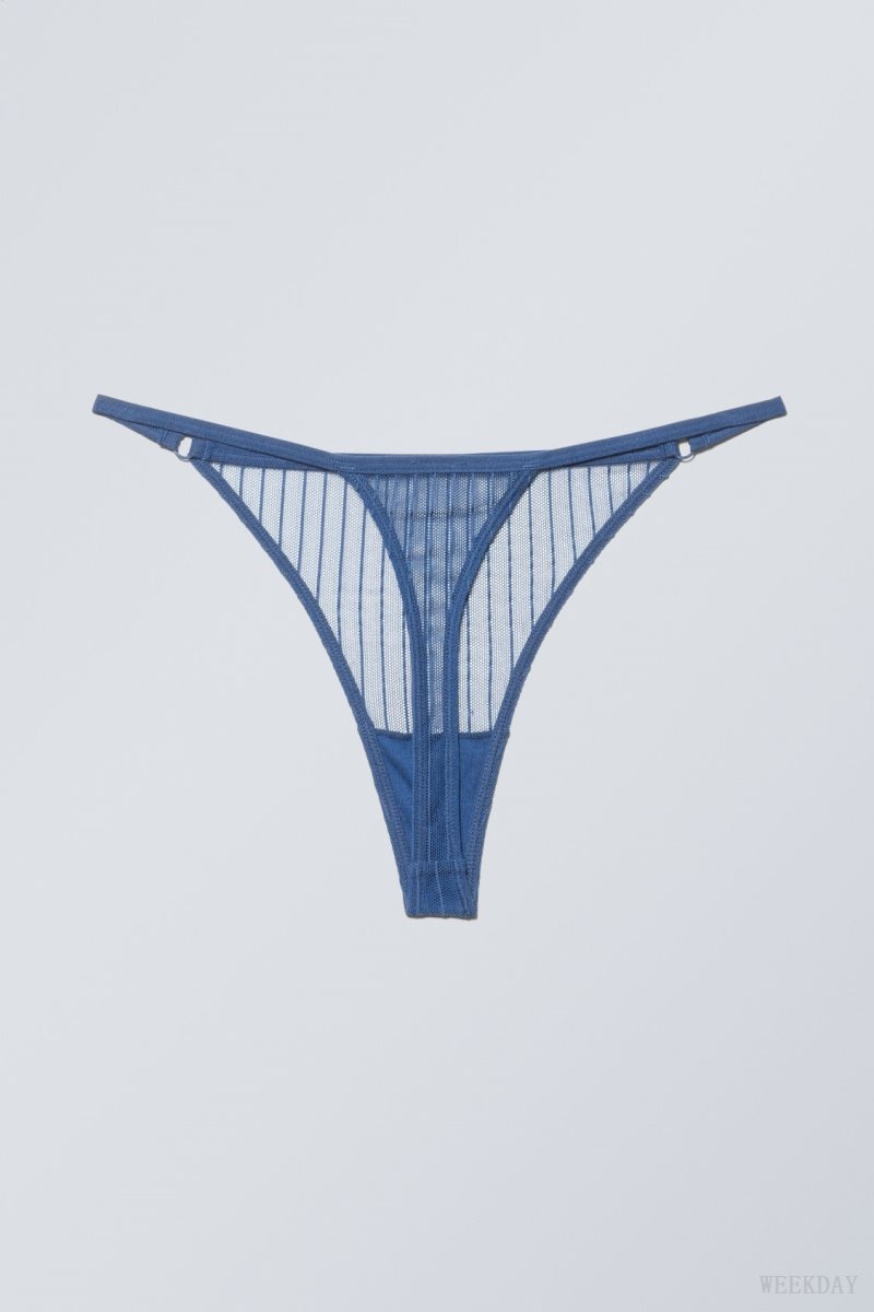 Weekday 2-pack Zelda Lace Thong Thong Blue | KJCC8994