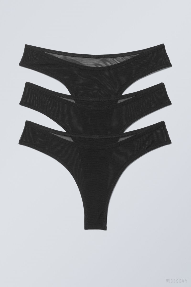 Weekday 3-pack Bonnie Mesh Brazilian Briefs Briefs Black | FXDX6139