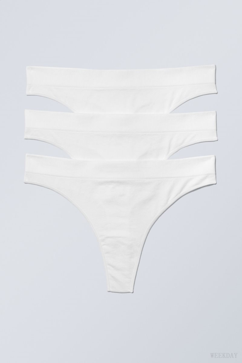 Weekday 3-pack Cat Soft Thong Thong White | ZBYJ3906