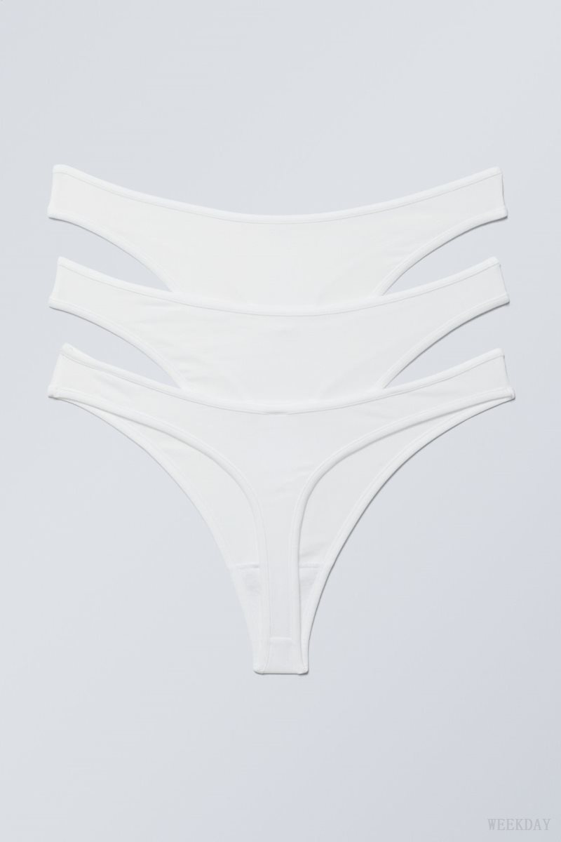 Weekday 3-pack Jade Cotton Thong Thong White | JABO9580