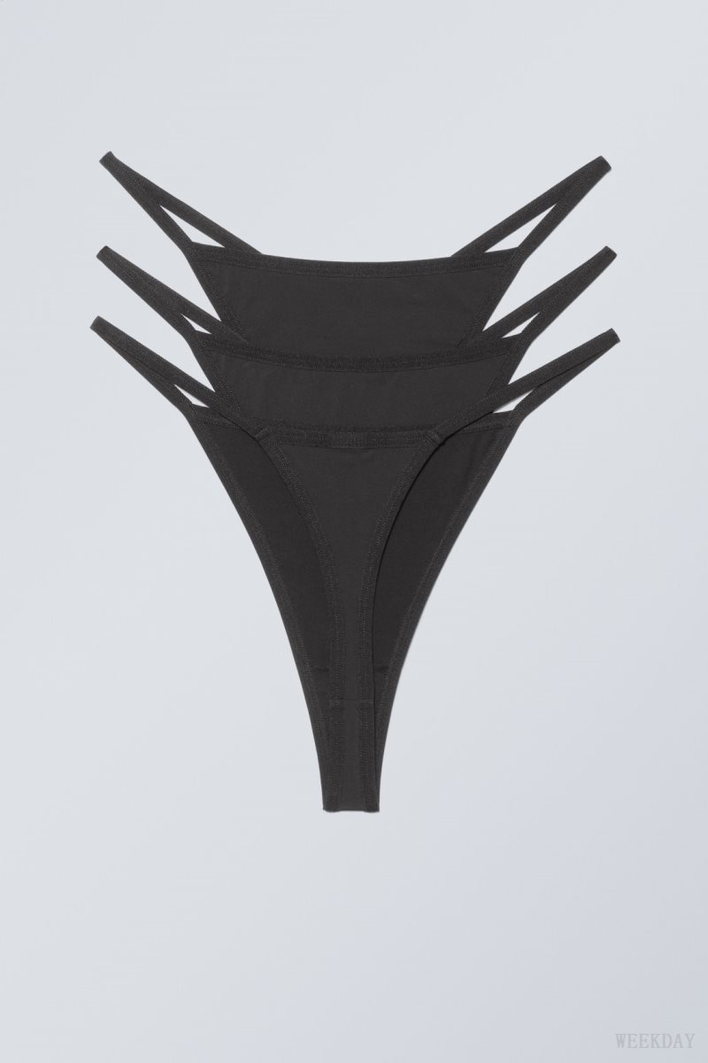 Weekday 3-pack Signe Tanga Thong Thong Black | TMZK2426