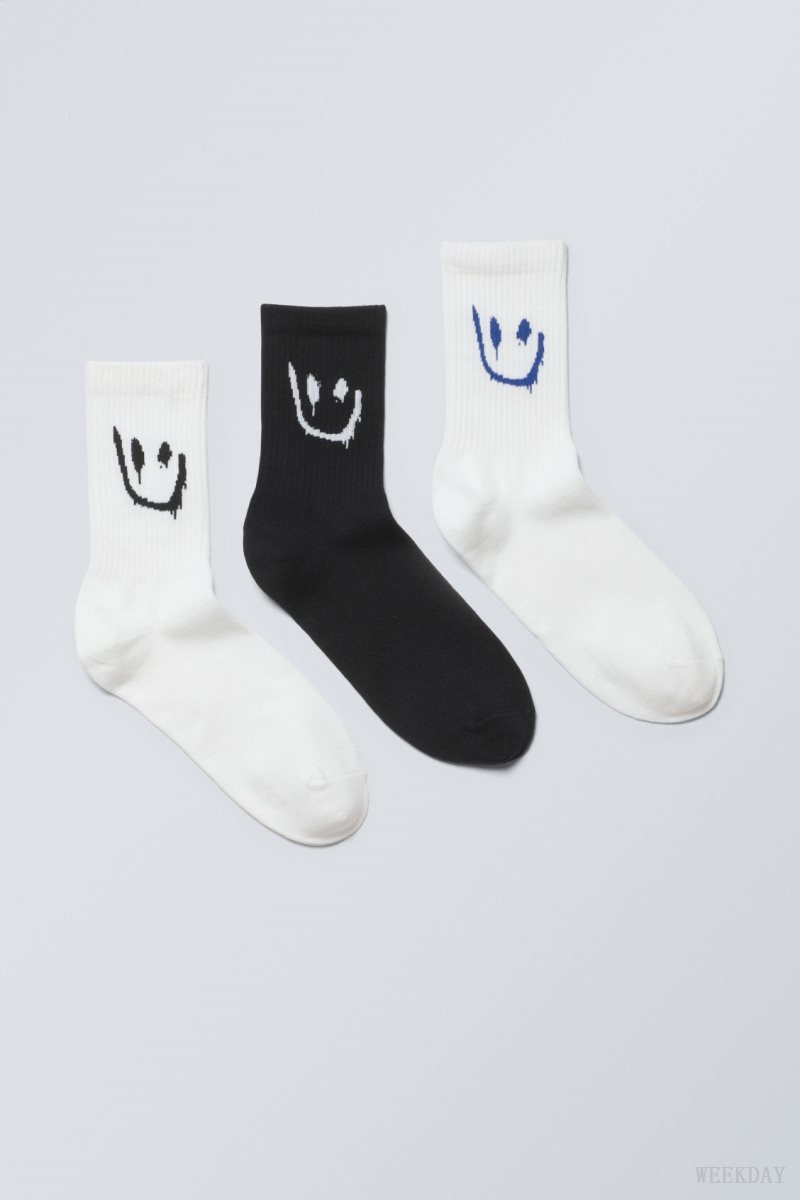 Weekday 3-pack Sport Graphic Socks Drippy Mix | IJXL4411