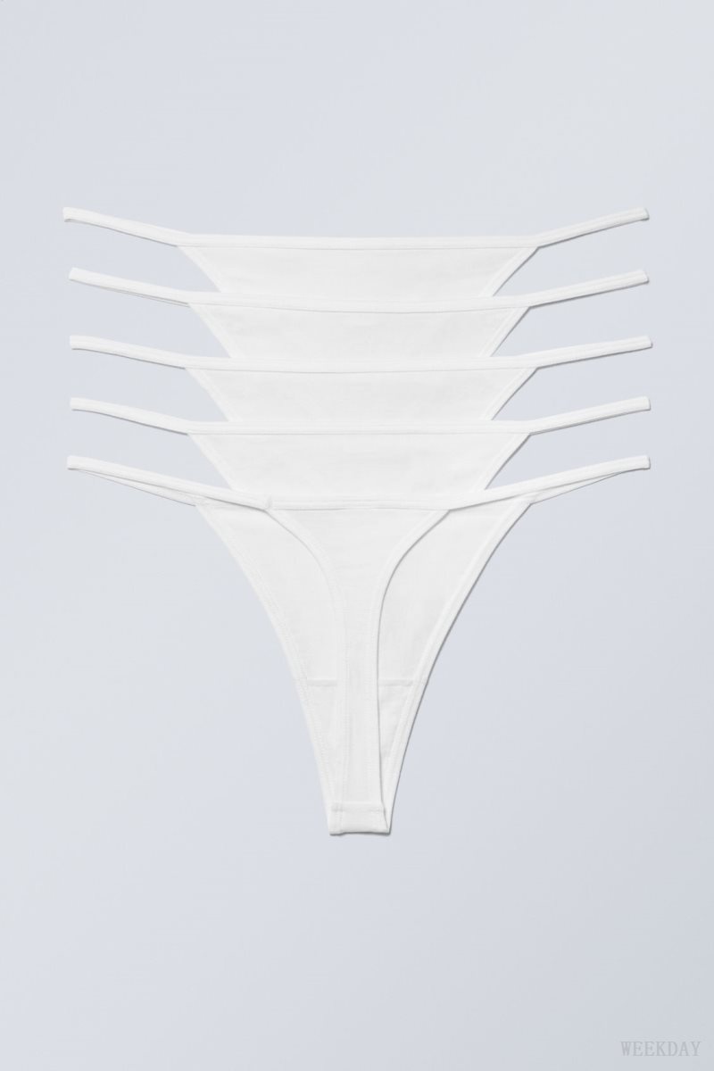 Weekday 5-pack Alex Cotton Tanga Thong Thong White | QKDZ1014