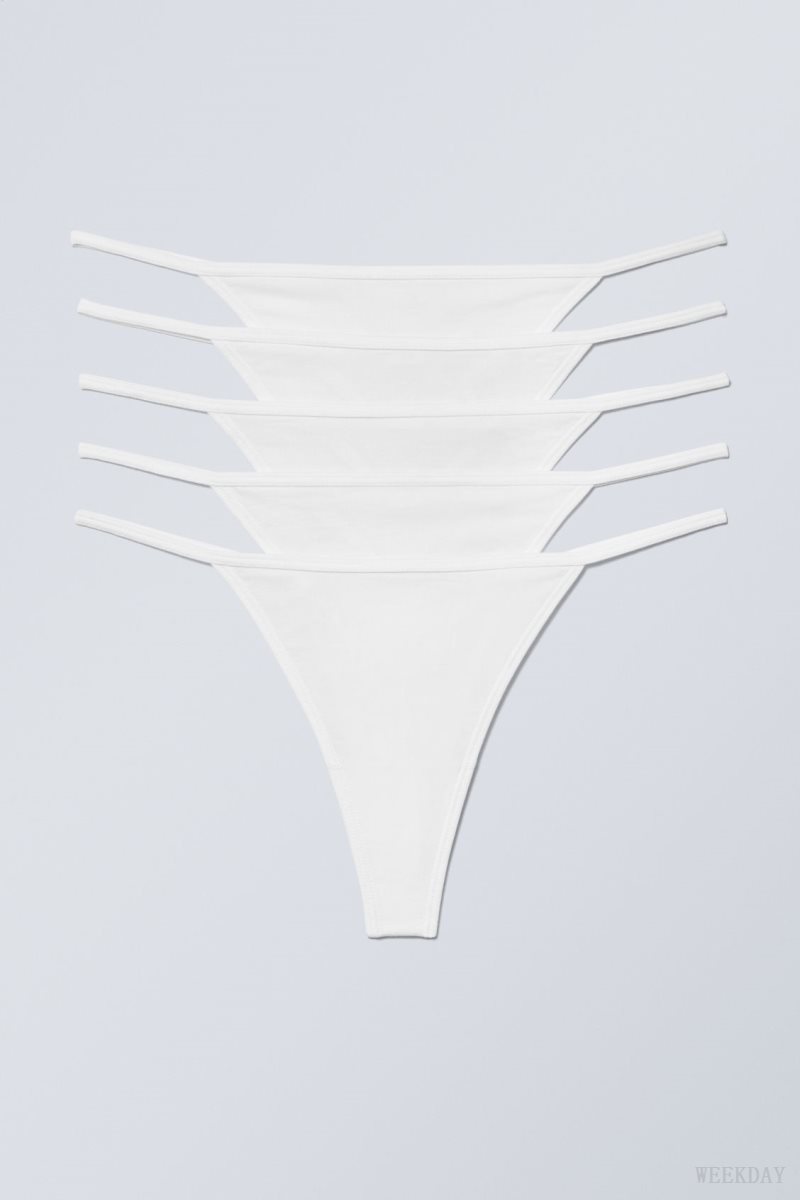 Weekday 5-pack Alex Cotton Tanga Thong Thong White | QKDZ1014