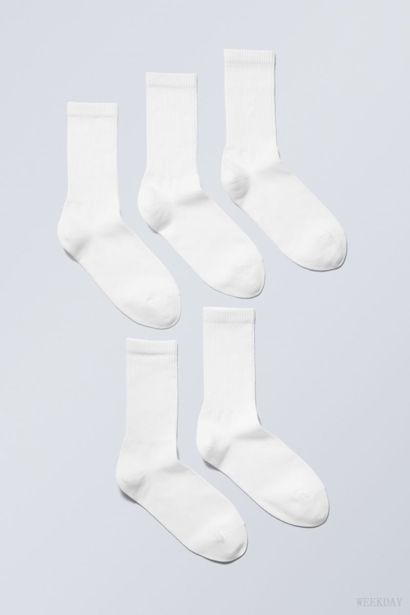 Weekday 5-pack Sport Socks White | JXHD8860