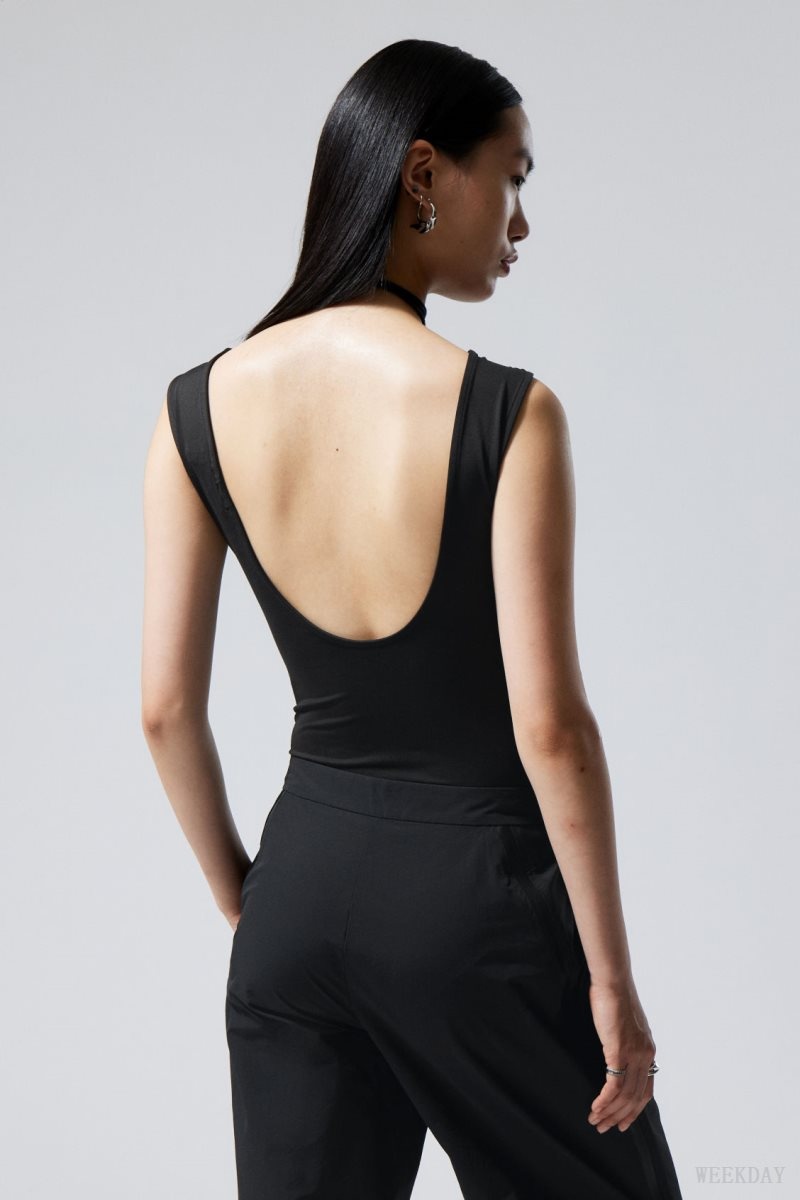 Weekday Alba Open Back Top Black | HDOK7891