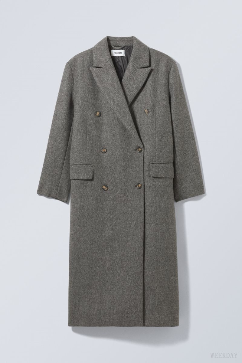 Weekday Alex Wool Blend Coat Grey | SWXB7114