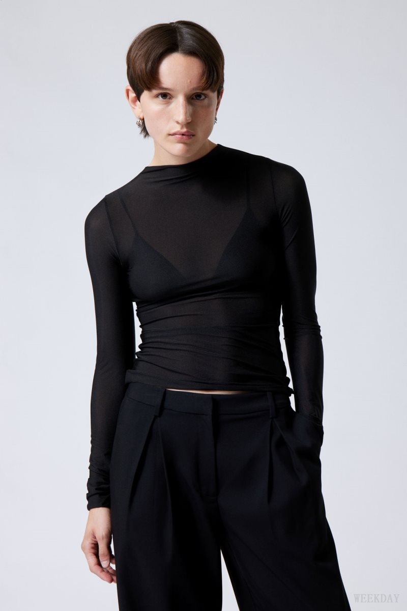 Weekday Allison Longsleeved Turtleneck Top Black | RFHQ2858