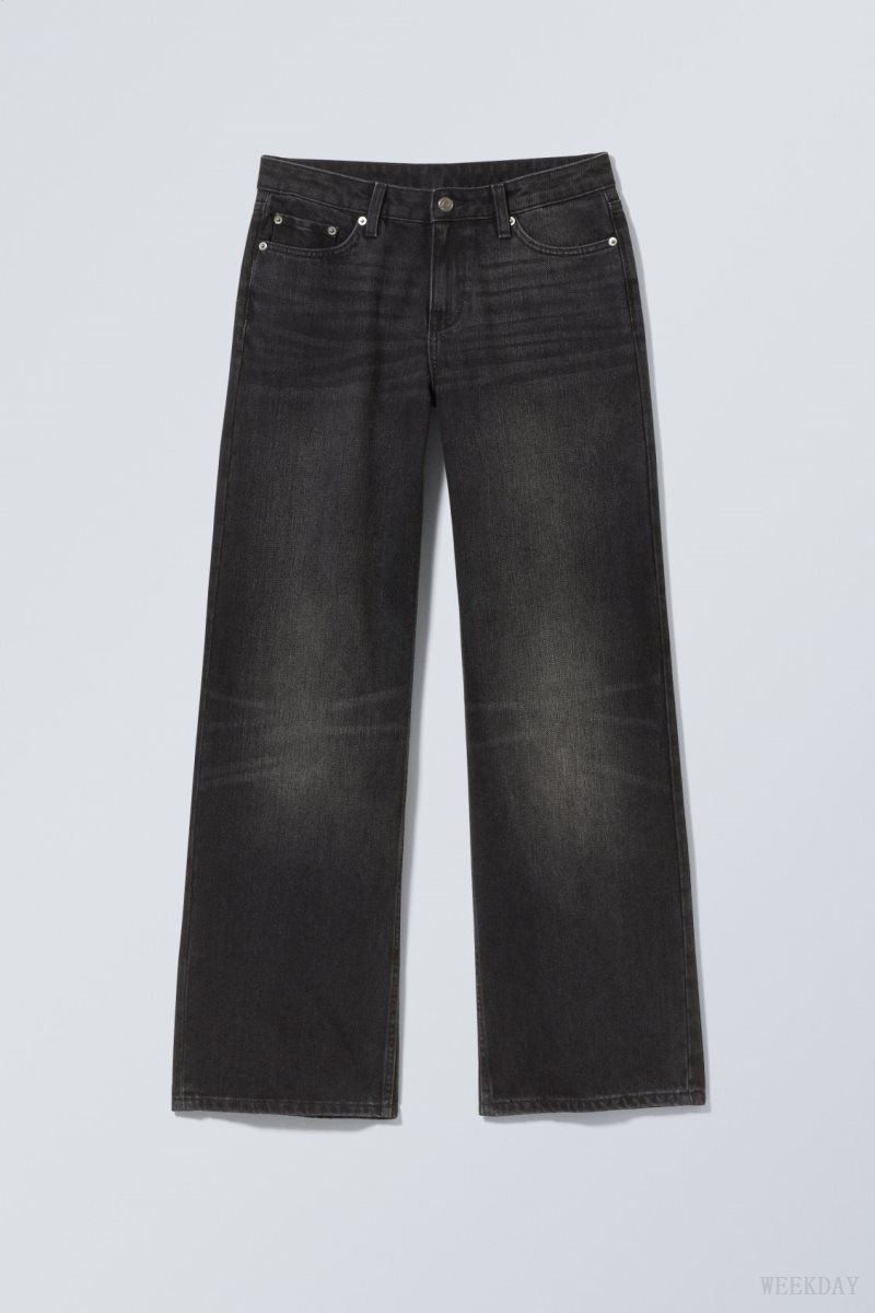 Weekday Ample Low Loose Jeans Black | HRQT2107