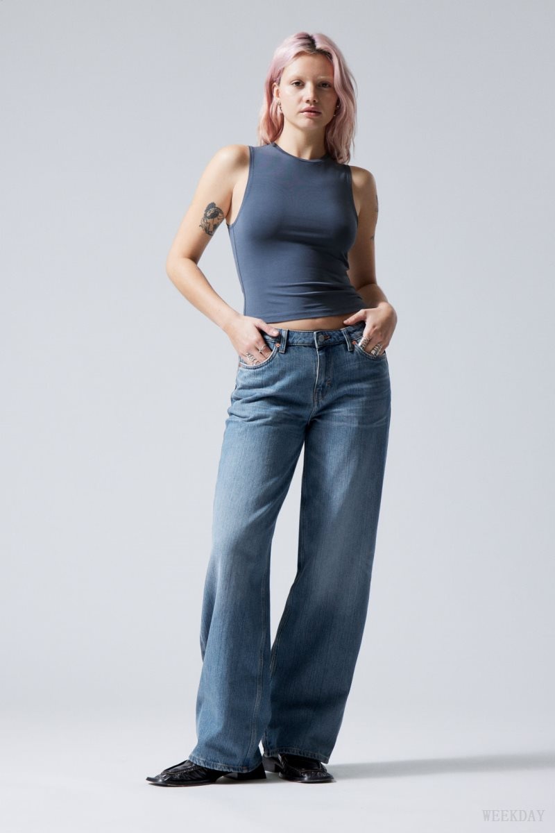 Weekday Ample Low Loose Jeans Blue | EURI8911