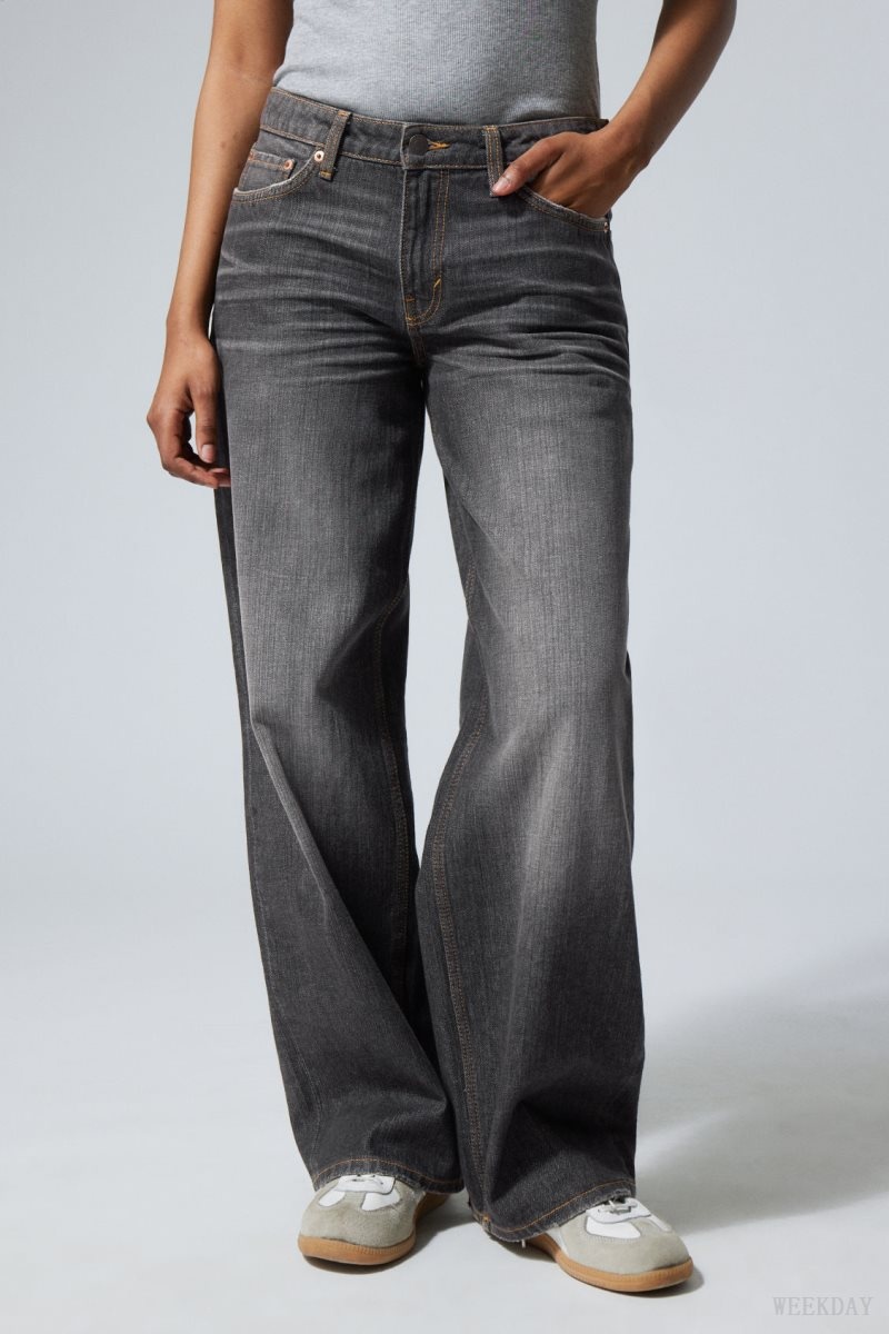 Weekday Ample Low Loose Jeans Grey Black | GFQR4508