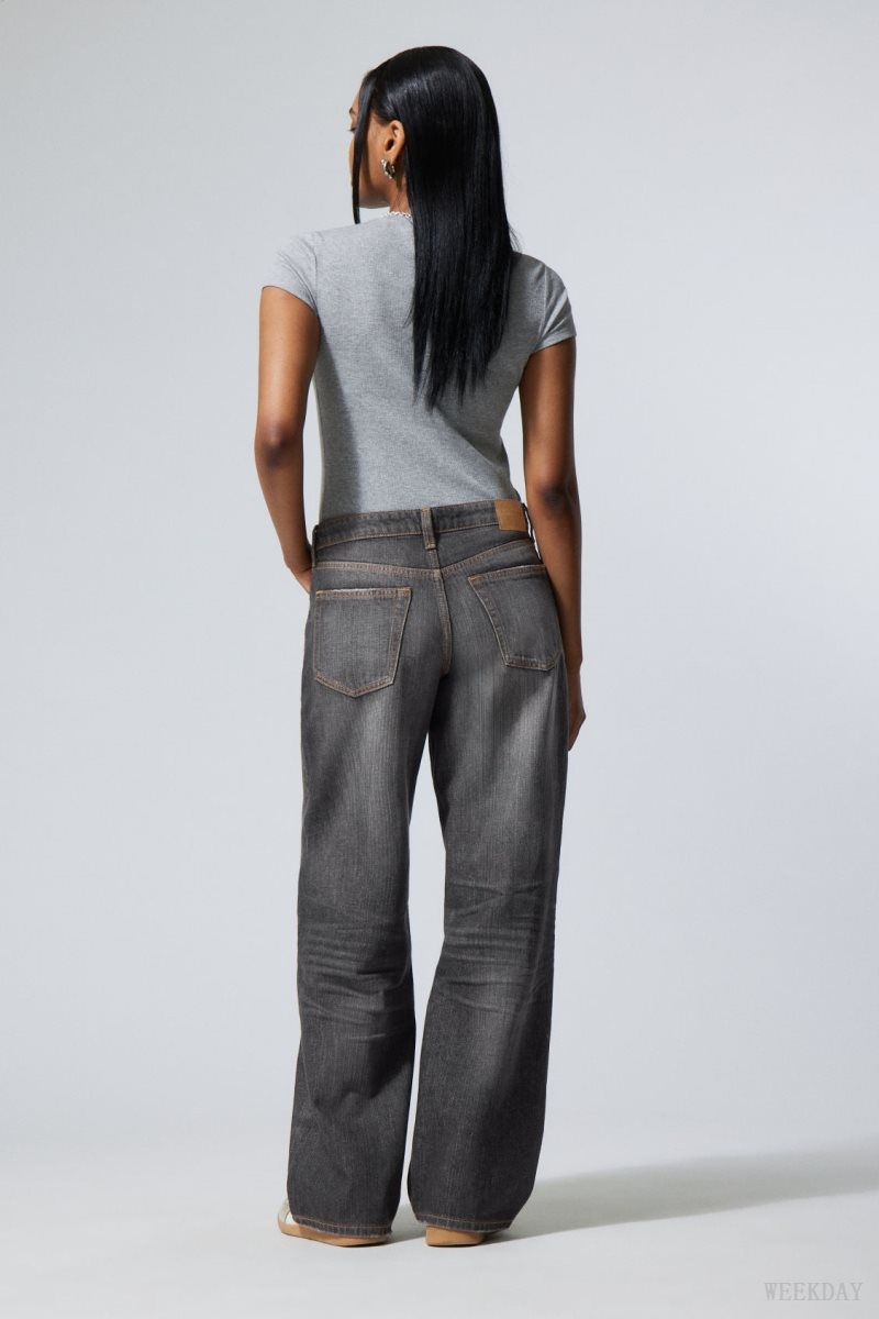 Weekday Ample Low Loose Jeans Grey Black | GFQR4508