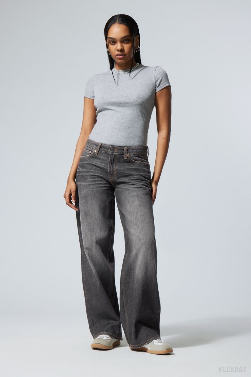 Weekday Ample Low Loose Jeans Grey Black | GFQR4508