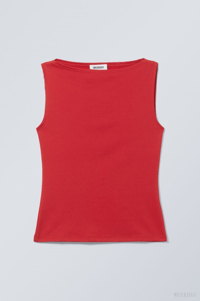 Weekday Annie Boatneck Sleeveless top Red | ZCWP0055