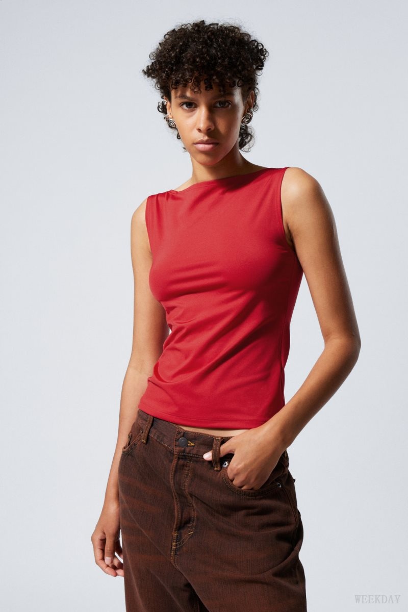 Weekday Annie Boatneck Sleeveless top Red | ZCWP0055