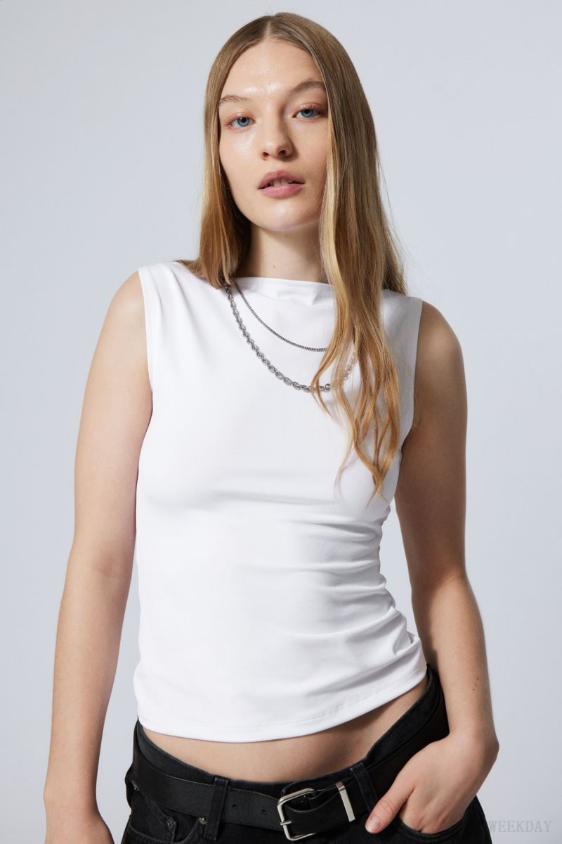 Weekday Annie Boatneck Sleeveless top White | CZPY0094