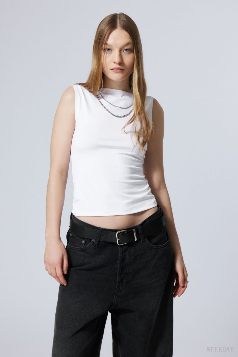 Weekday Annie Boatneck Sleeveless top White | CZPY0094