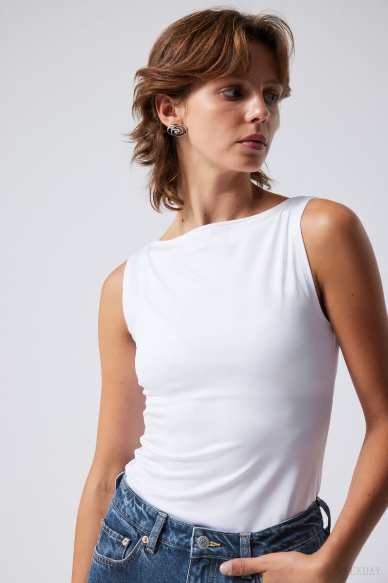 Weekday Annie Boatneck Sleeveless top White | CZPY0094