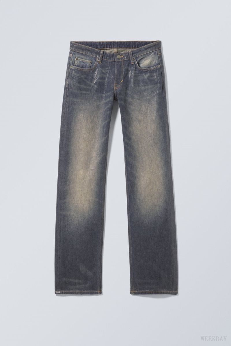 Weekday Arrow Low Coated Jeans Blue | CGMU0049