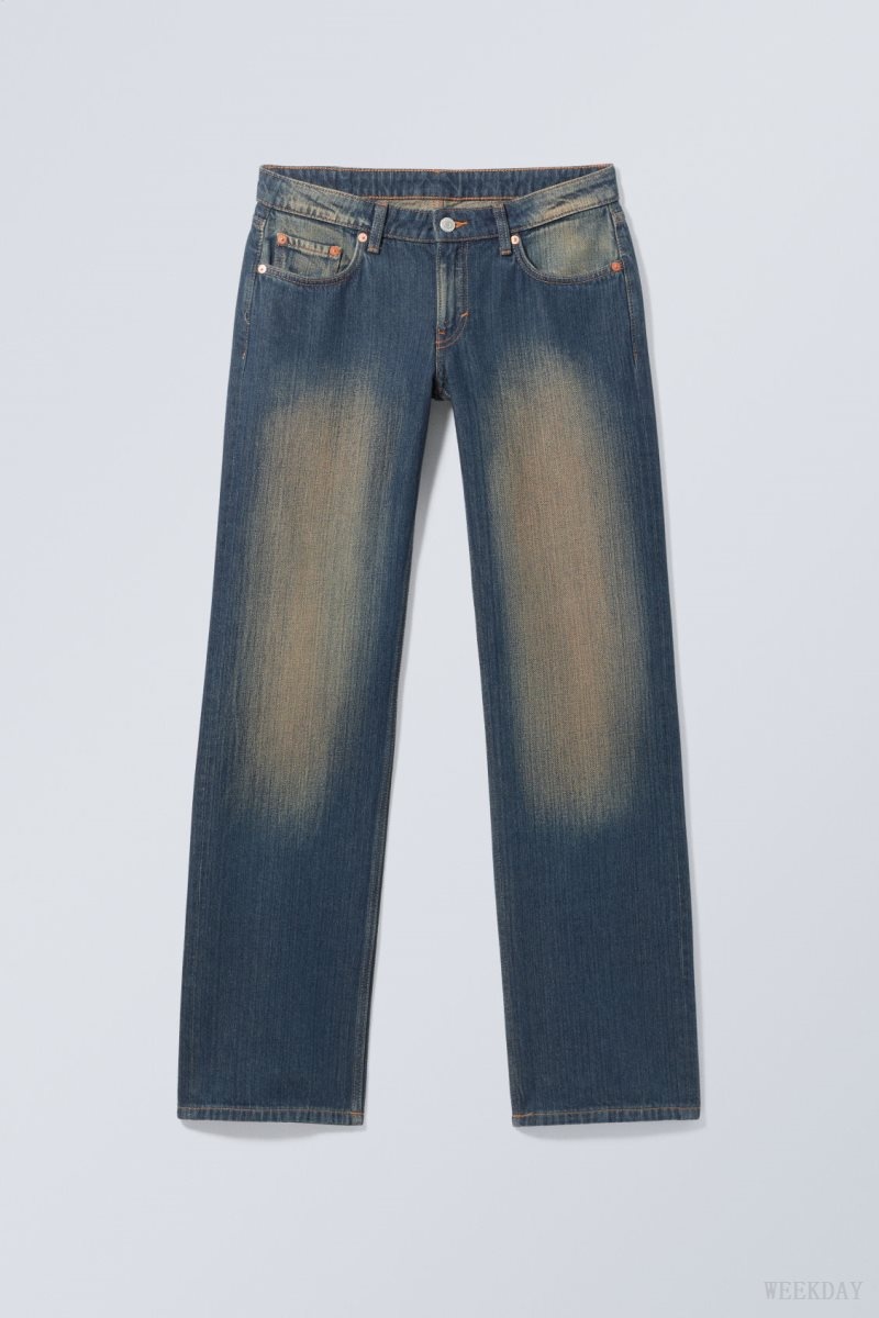 Weekday Arrow Low Straight Jeans Blue | EIAW7748