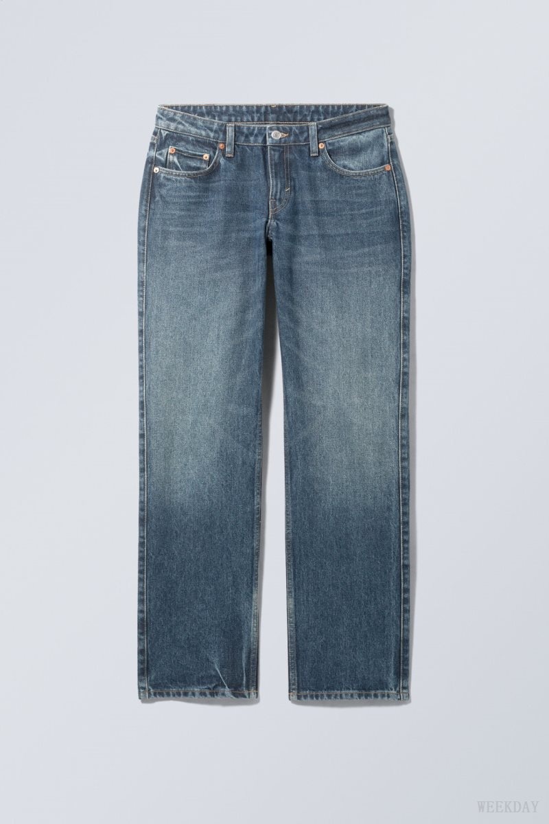 Weekday Arrow Low Straight Jeans Blue | JLLT1429