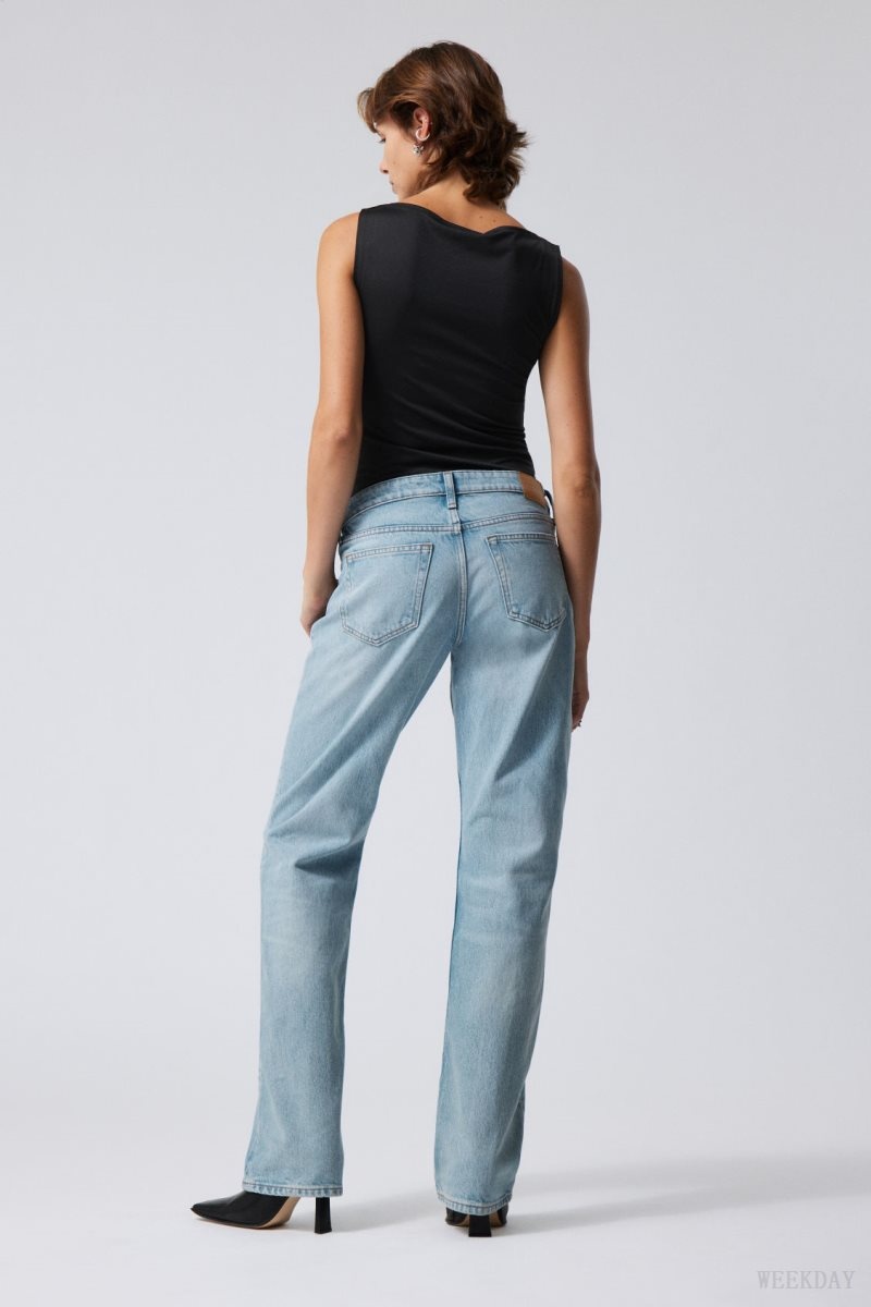 Weekday Arrow Low Straight Jeans Blue | KYEY1613