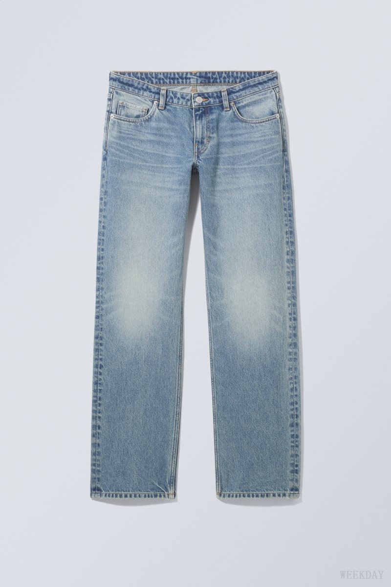 Weekday Arrow Low Straight Jeans Blue | LQWA3434