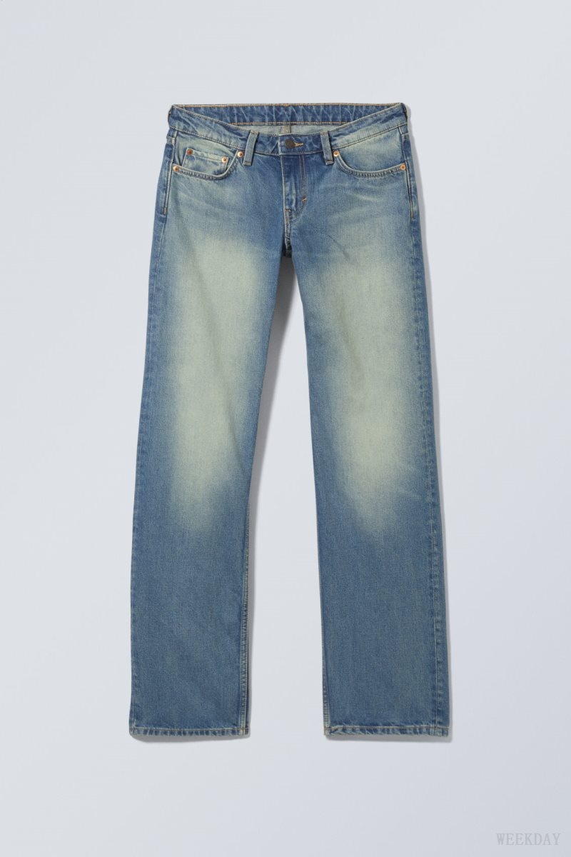 Weekday Arrow Low Straight Jeans Blue | QBLL4247