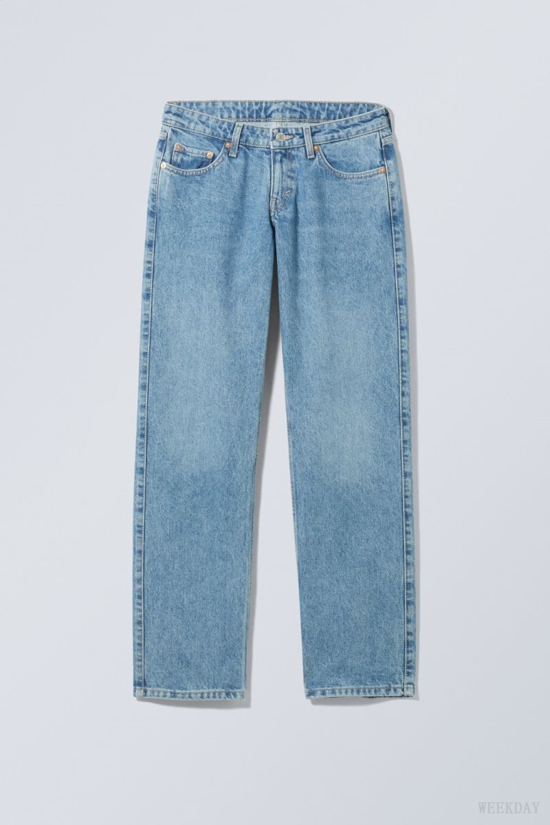 Weekday Arrow Low Straight Jeans Blue | YXES7561