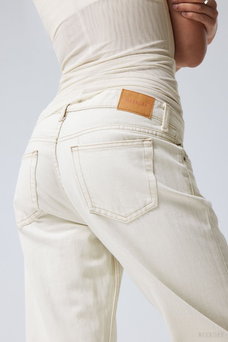 Weekday Arrow Low Straight Jeans White | IDGQ4772