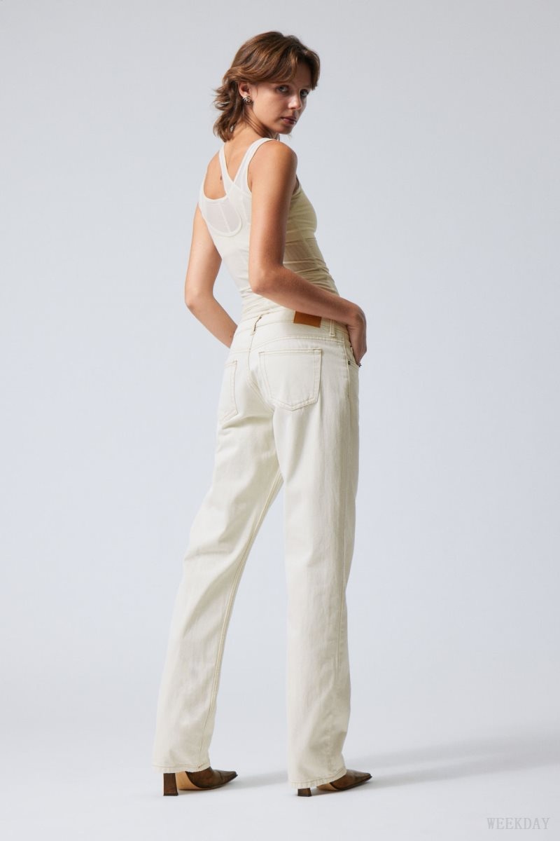 Weekday Arrow Low Straight Jeans White | IDGQ4772