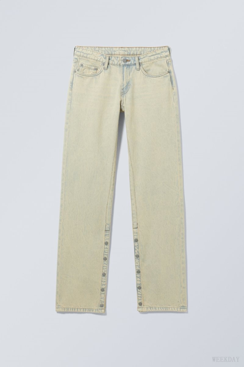 Weekday Arrow Low Straight Slit Jeans Sunbleached | PMIG1393