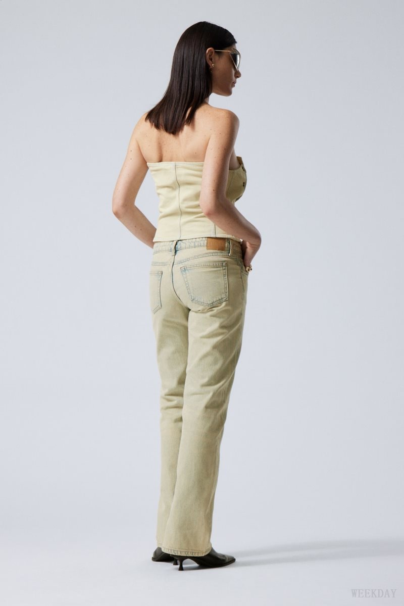 Weekday Arrow Low Straight Slit Jeans Sunbleached | PMIG1393