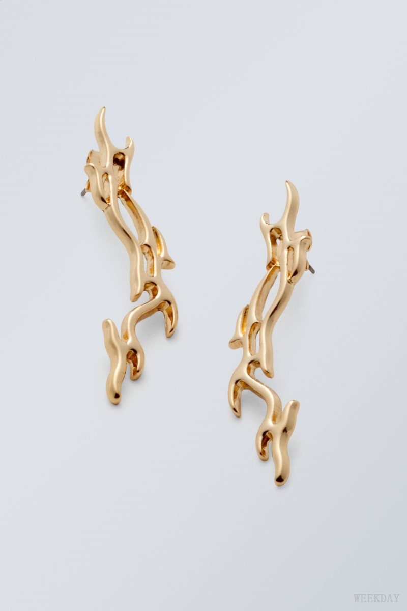 Weekday Asta Earrings Gold | JFQL8876