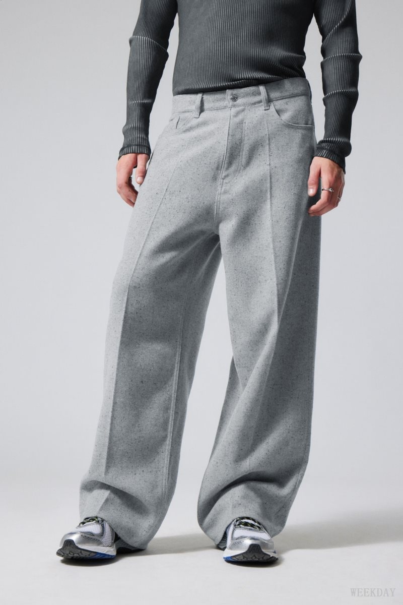 Weekday Astro Baggy Suit Trousers Light Grey | IJDW9065