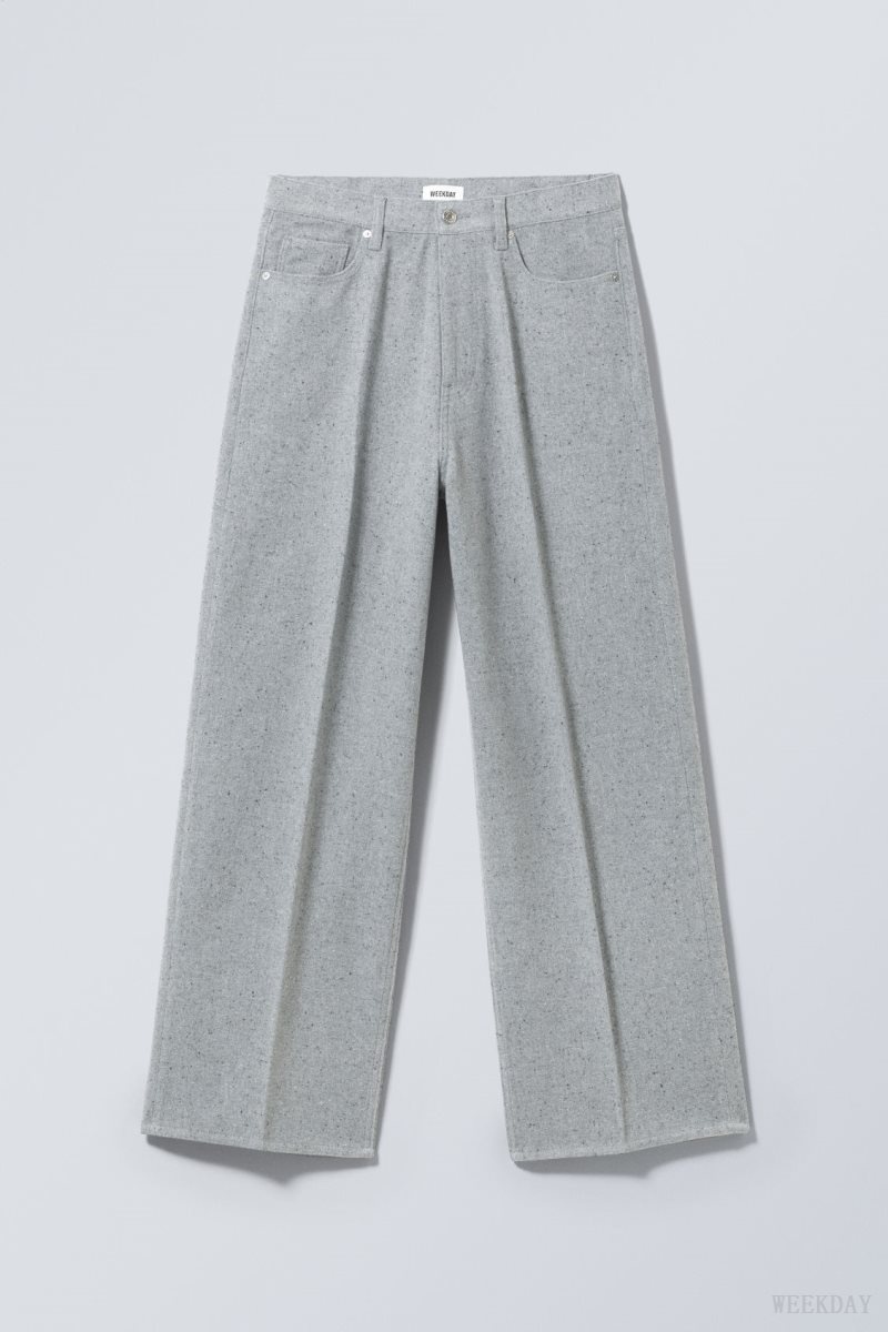 Weekday Astro Baggy Suit Trousers Light Grey | IJDW9065