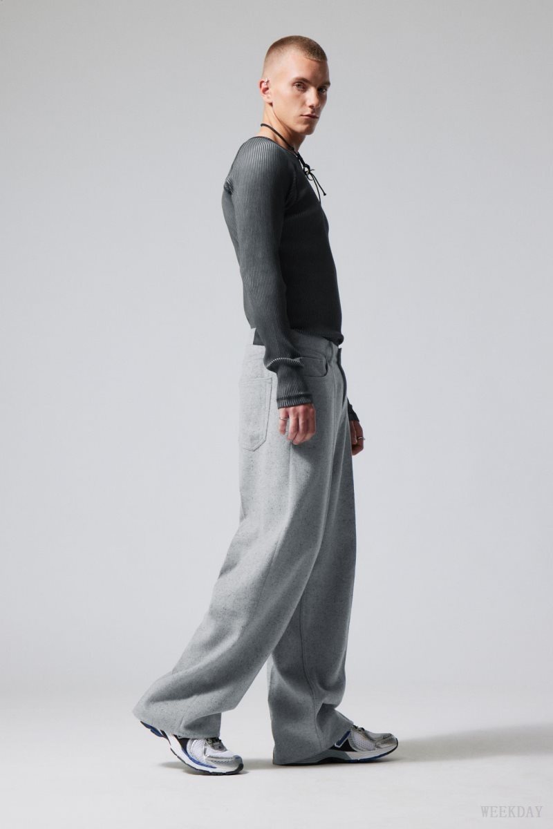 Weekday Astro Baggy Suit Trousers Light Grey | IJDW9065