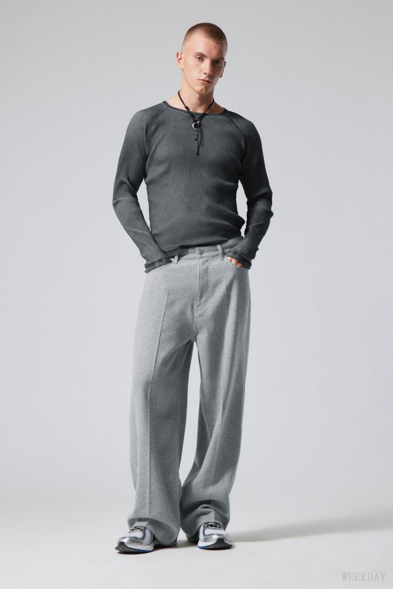 Weekday Astro Baggy Suit Trousers Light Grey | IJDW9065